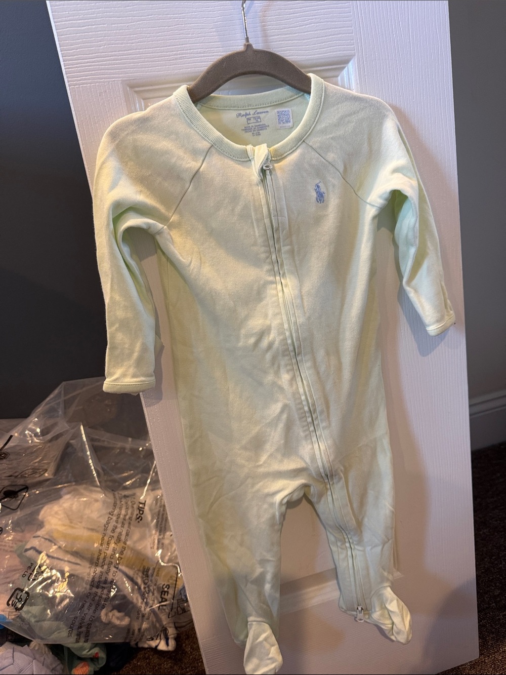 Ralph Lauren baby Light Mint Green Footed Baby One-Piece